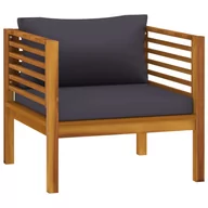 Sofy ogrodowe - VidaXL Lumarko Krzesło ogrodowe z ciemnoszarymi poduszkami, drewno akacjowe 316293 VidaXL - miniaturka - grafika 1