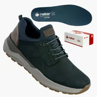 Półbuty męskie - Buty Męskie RIEKER Półbuty Skórzane Sportowe Czarne 06050-14 Czarny 43 - miniaturka - grafika 1