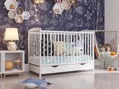 Łóżeczka i kojce - Łóżeczko dziecięce z szufladą Kacper biały 120x60 - miniaturka - grafika 1