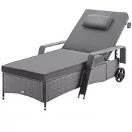 Leżaki ogrodowe - Leżak ogrodowy rattan Szary/Antracyt 193x90x43cm - miniaturka - grafika 1