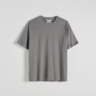 Koszulki męskie - Reserved - T-shirt boxy - Szary - grafika 1