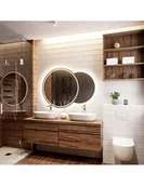 Lustra - Zestaw luster łazienkowych piaskowanych z podświetleniem UNIVERSE LED III, Wymiar: FI60 + FI80 - miniaturka - grafika 1