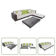 Meble ogrodowe - The Living Store 4-cz. zestaw wypoczynkowy do ogrodu - poduszki - rattan PE - brąz - Sofa Ogrodowa I Stół - miniaturka - grafika 1