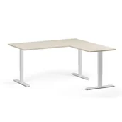 Biurka - Stół z regulacją wysokości, 3 silniki, 745 - 1215 mm, narożnik L/P, blat 1600 x 1600 mm, podstawa biała, brzoza - miniaturka - grafika 1