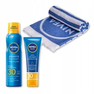Kremy do twarzy - Nivea Sun Krem do twarzy przeciwsłoneczny Balsam spray SPF30 Ręcznik - miniaturka - grafika 1