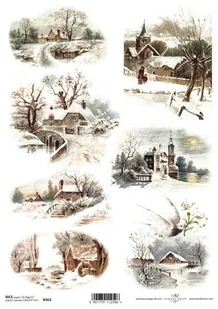 Papier ryżowy ITD A4 R463 Zima Pejzaż - Decoupage - miniaturka - grafika 1
