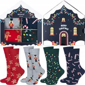 Skarpetki damskie - Zestaw 4x Skarpetki męskie kolorowe SOXO GOOD STUFF wesołe świąteczne skarpety pomysł na prezent - 40–45 - miniaturka - grafika 1