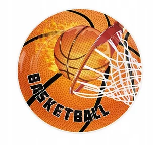 Talerzyki Papierowe BASKETBALL KOSZYKÓWKA - śr. 23cm - 24szt - Dekoracje i nakrycia stołu na imprezę - miniaturka - grafika 1