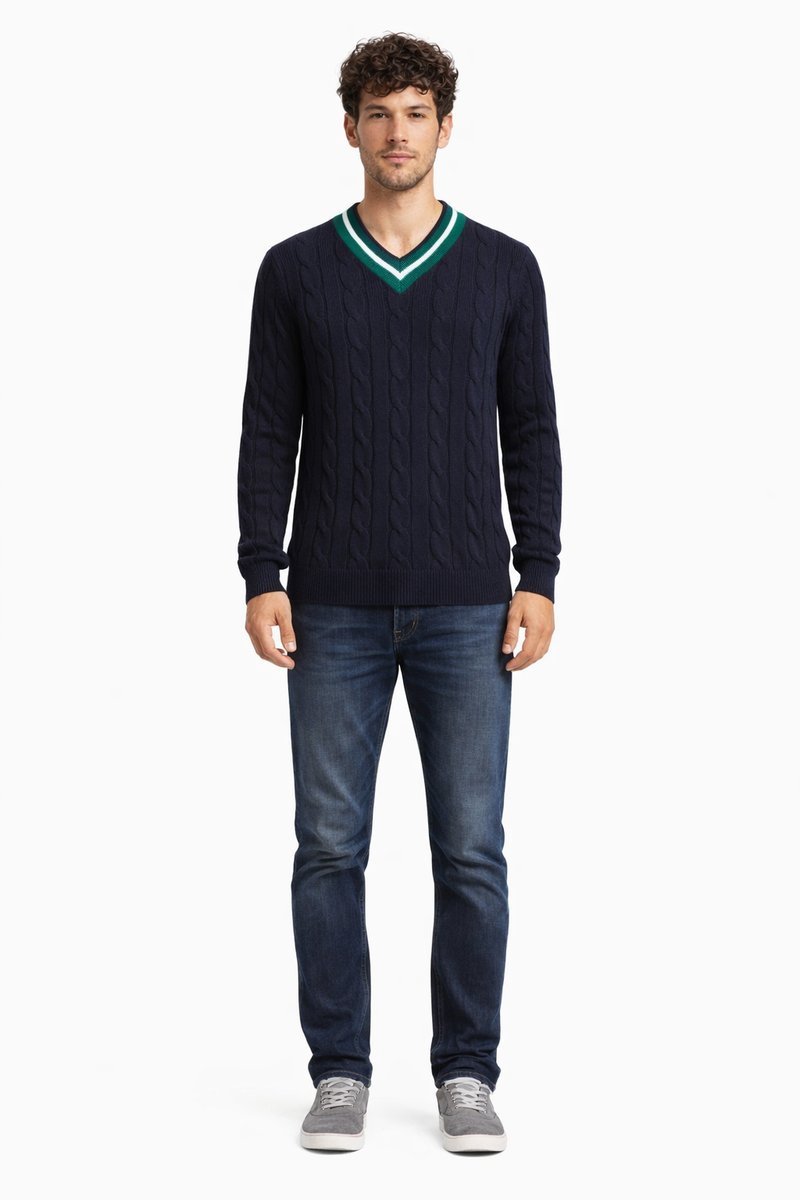 TOMMY JEANS SWETER MĘSKI WARKOCZE DEKOLT SEREK L 2I1E