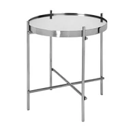 Ławy i stoliki kawowe - Stolik boczny okrągły Ø 43x45 cm srebrny metal i szkło - - miniaturka - grafika 1