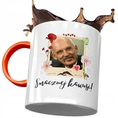 Kubki - Kubek Pomarańczowy Janusz Korwin Mikke na Prezent z Nadrukiem ze Zdjęciem + Opakowanie na prezent (wzór 04) - miniaturka - grafika 1