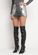 Spódnice - Srebrna Siateczkowa Narzutka na Spódnicę z Cekinów Arandors - miniaturka - grafika 1