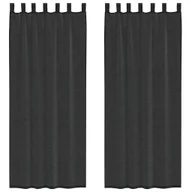 Zasłony - vidaXL Zasłony woalowe z zakładką na górze 2 szt. Czarne - miniaturka - grafika 1
