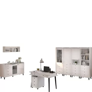 Zestaw Mebli do Biura 6 Dolce MebloCross Dąb Artisan / Biały Połysk - Zestawy mebli biurowych - miniaturka - grafika 1