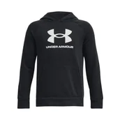 Bluzy dla chłopców - Chłopięca bluza dresowa nierozpinana z kapturem Under Armour UA Rival Fleece BL Hoodie - czarna - miniaturka - grafika 1