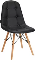 Krzesła - 4rico krzesło skandynawskie qs-185 eco skóra czarne - miniaturka - grafika 1