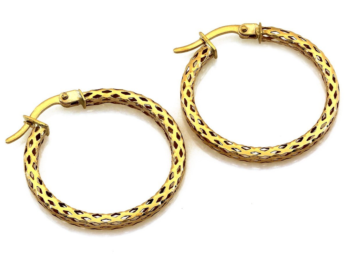 Kolczyki koła z żółtego złota 375 ażurowe błyszczące 27 mm dla kobiety