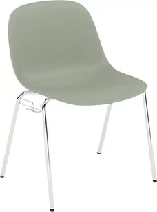 Krzesło Fiber A Base szarozielone na chromowanych nogach z łącznikiem i podkładkami antypoślizgowymi - Fotele i krzesła ogrodowe - miniaturka - grafika 1
