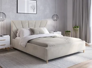 Łóżko tapicerowane z materacem 160x200 Scandi line 3 Velvet Szary - Łóżka - miniaturka - grafika 1