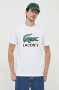 Koszulki męskie - Lacoste t-shirt bawełniany kolor biały z nadrukiem - miniaturka - grafika 1