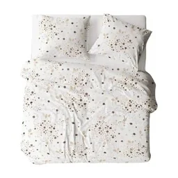 KARO Pościel z kory 160x200 biała kremowa brązowa liście 1787N Bielawa - Pościel - miniaturka - grafika 1