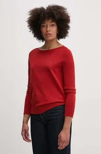 Tommy Hilfiger sweter damski kolor bordowy lekki WW0WW40099 - Swetry damskie - miniaturka - grafika 1