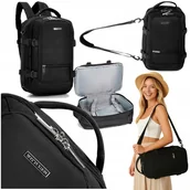 Plecaki - Plecak Podróżny Wittchen 40x20x25 Bagaż Kabinowy Ryanair Wizzair Lot Czarny - miniaturka - grafika 1