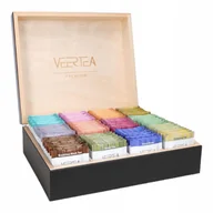 Herbata - Zestaw Herbat Veertea Drewniana Czarna Zamykana Skrzynka 180 Saszetek - miniaturka - grafika 1