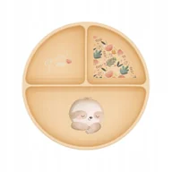 Miseczki i talerzyki dla dzieci - SASSITalerz silikonowy z przyssawką Z PRZEGRÓDKAMI Leniwiec - miniaturka - grafika 1