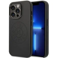 Etui i futerały do telefonów - Karl Lagerfeld Etui Hard Case Leather Perforated Logo do iPhone 14 Pro czarne - miniaturka - grafika 1