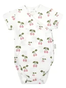 Body dla niemowląt - Dziewczęce body bawełniane krótki rękaw Wisienki kremowe, Nicol,r.56 - miniaturka - grafika 1