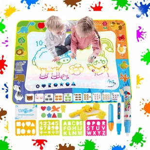 MATA WODNA DO MALOWANIA RYSOWANIA 120x90 PIECZĄTKI FORMY PISAKI ZESTAW XXL - Maty edukacyjne - miniaturka - grafika 1