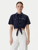 Koszule damskie - Guess Jeans Koszula W6GHA3 WO331 Granatowy Regular Fit - miniaturka - grafika 1