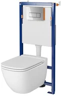 Stelaże i zestawy podtynkowe do WC - Zestaw podtynkowy Cersanit SET B657 TECH LINE OPTI, miska zawieszana CASPIA CleanOn, deska duroplastowa wolnoopadająca, przycisk OPTI A1 chrom błysk S701-648 - miniaturka - grafika 1