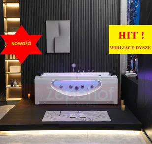 Wanna z hydromasażem BCX-602 prostokątna 180cmx90cmx66cm DYSZE OBROTOWE, MASAŻ KARKU, WODOSPADY, PILOT - Wanny z hydromasażem - miniaturka - grafika 1