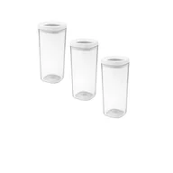 Pojemniki kuchenne - Zestaw 3 pojemników spożywczych transparentnych białych 1800 ml AMOS - miniaturka - grafika 1