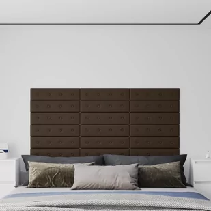 vidaXL Panele ścienne, 12 szt, brąz, 60x15 cm, sztuczna skóra, 1,08 m² 343987 - Panele ścienne i boazeria - miniaturka - grafika 1