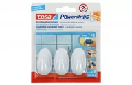 Inne mocowania - Haczyk samoprzylepny Tesa Powerstrips (57533), nośność do 1 kg, owalny biały (3szt.) - miniaturka - grafika 1