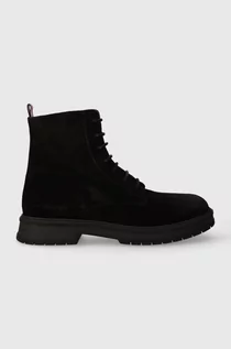 Botki męskie - Tommy Hilfiger buty zamszowe HILFIGER CORE SUEDE BOOT męskie kolor czarny FM0FM04674 - grafika 1