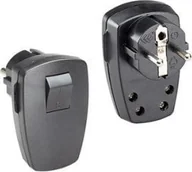 Gniazdka elektryczne - Bachmann BACHMANN wtyczka z uziemieniem, czarny płaski rocker 2-p - miniaturka - grafika 1