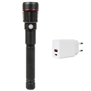 Latarka aluminiowa PNI Adventure F450, z funkcją ogniskowania, BOOST, LED 20 W, 1500 lm do 450 m, 4400 mAh, IPX5, z zasilaczem PNI CHG300 w zestawie - Latarki - miniaturka - grafika 1