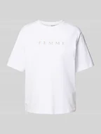 Koszulki i topy damskie - T-shirt o kroju oversized z nadrukiem z logo model ‘VILJA’ - miniaturka - grafika 1