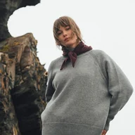 Apaszki i szaliki damskie - Apaszka Bordowa BIRUANG 100% etycznej wełny merino RWS - miniaturka - grafika 1