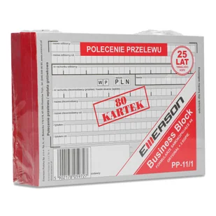 Polecenie przelewu Emerson 3 kopie, format A6, 5 bloczków x 80 kartek - Druki akcydensowe - miniaturka - grafika 1
