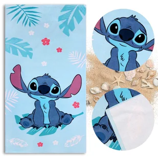 DISNEY Stitch SZYBKOSCHNĄCY Ręcznik plażowy, kąpielowy dla dzieci BAWEŁNIANY 70x140 cm OEKO-TEX - Okrycia kąpielowe dla dzieci - miniaturka - grafika 1
