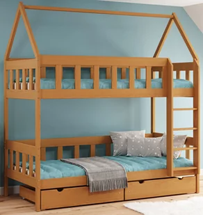 Piętrowe łóżko z drewna dla dwójki dzieci olcha Gigi 4X 180x80 cm - Łóżka dla dzieci i młodzieży - miniaturka - grafika 1