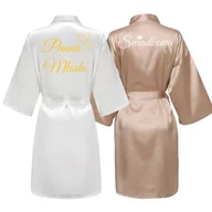 Bielizna nocna - ZESTAW 2 SZLAFROKI PANNA MŁODA ŚWIADKOWA ŚLUBNY PREZENT WIECZÓR PANIEŃSKI [WP-SZ-Z3] - miniaturka - grafika 1