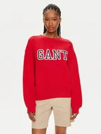 Bluzy damskie - Gant Bluza Logo 4200840 Czerwony Relaxed Fit - miniaturka - grafika 1