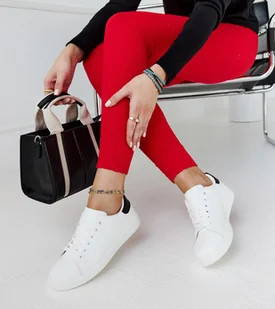 Białe trampki na platformie Birikti z czarnym elementem-36 - Trampki damskie - miniaturka - grafika 1