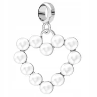 Bransoletki - Charms Srebrny Serce z Białymi Perłami Białe Perły Serduszko SREBRO 925 - miniaturka - grafika 1